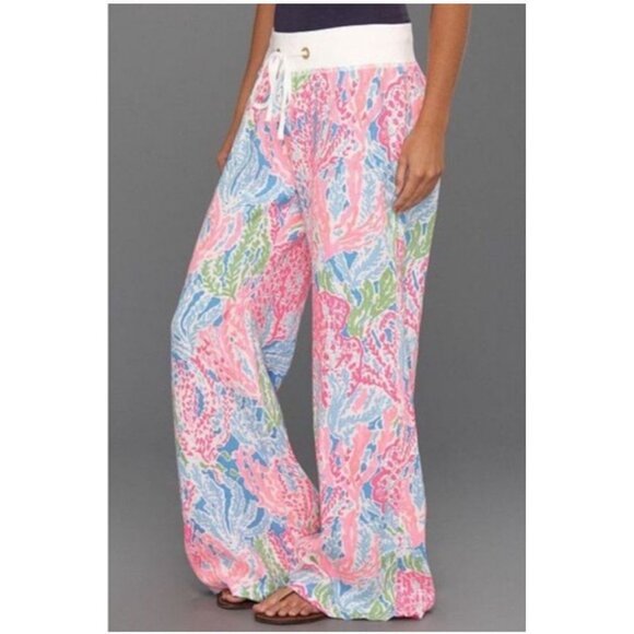 NWT Lilly Pulitzer Linen Beach Palazzo Pants XS/S Love Birds MSRP$128 RARE print - Picture 2 of 12